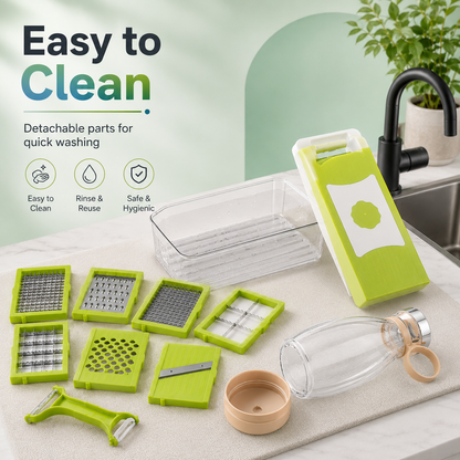 portable juicer + 12 in 1 Vegetable Chopper with Container – Multipurpose Kitchen Cutter & Slicer